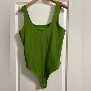 A New‎ Day Women’s Green Square Neck Tank Bodysuit L